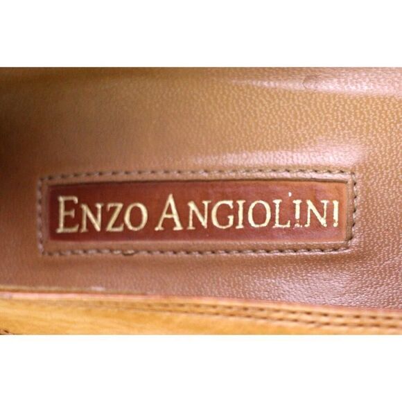 Enzo Angiolini BROWN REAL LEATHER HIGH HEEL ROUND TOE CLASSIC PUMP SHOES Sz 9.5M - Picture 7 of 11